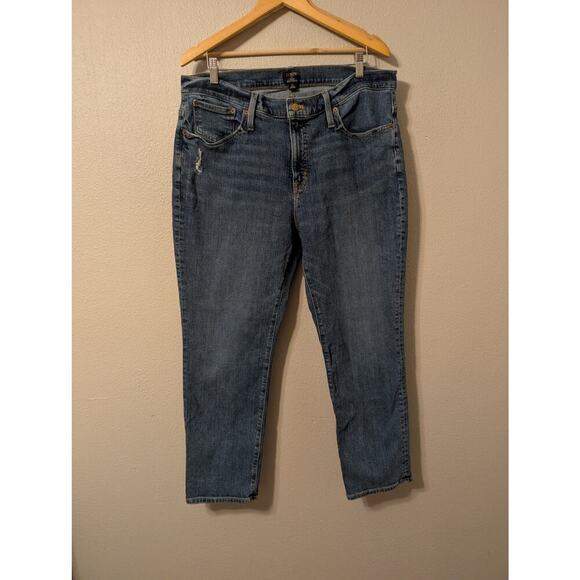 J Crew Womens Slim Boyfriend Jeans Size 32 Faded Medium Wash Denim Mid Rise Blue - Picture 1 of 11